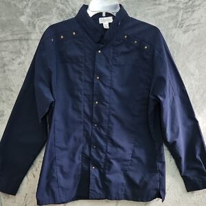 Alexus Dark Blue Men's Shirt sz XL Mandarin collar Vintage Navy long sleeve